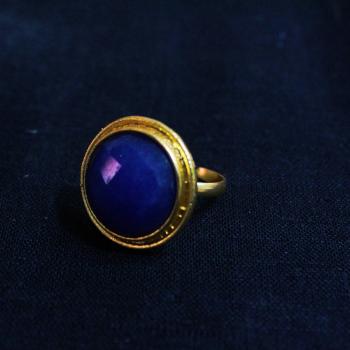 Gold Plated Blue Round Ring