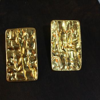 Gold plated rectangle hammered earrings