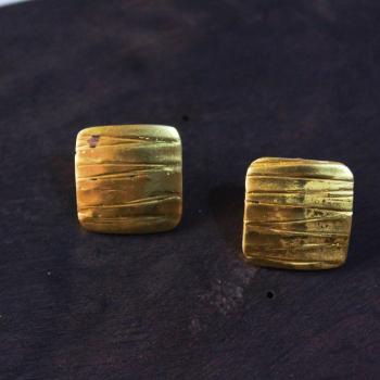 Gold plated square earrings