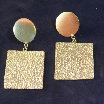 Gold plated square dangler earrings